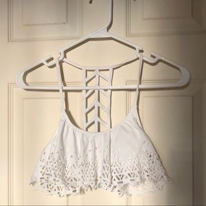 VS PINK White Ruffle Bikini Top